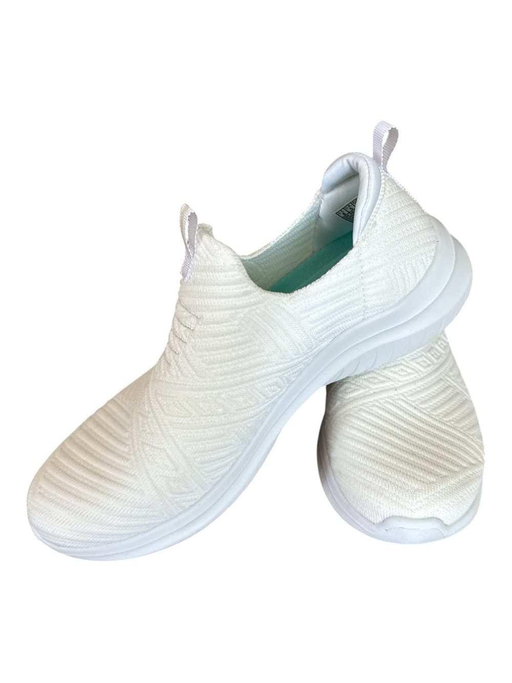 Skechers Women's White Air Cooled Memory Foam Slip-On Knit Athletic Shoes NWOT